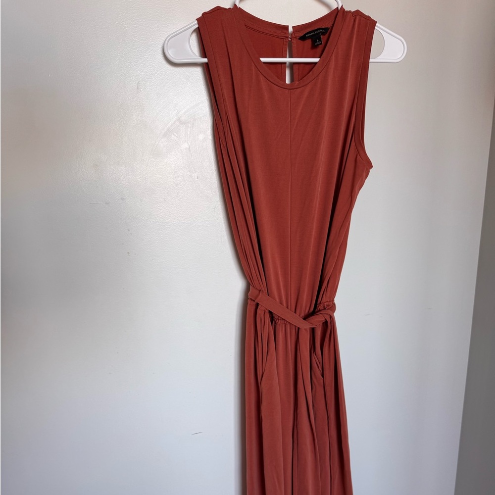 Banana Republic Terracotta Sleeveless Wide-Leg Belted Jumpsuit Crew Neck Size 6